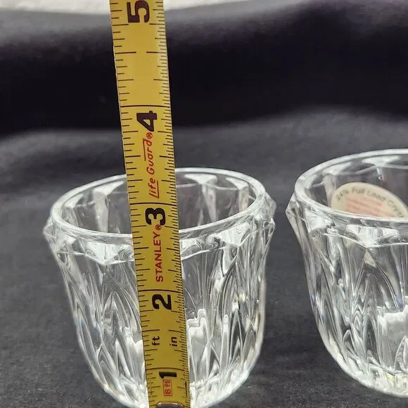 Crystal Votive Candle Holders Heavy Sparkles Prism 2.5” Tall Set of 2 - Picture 2 of 5